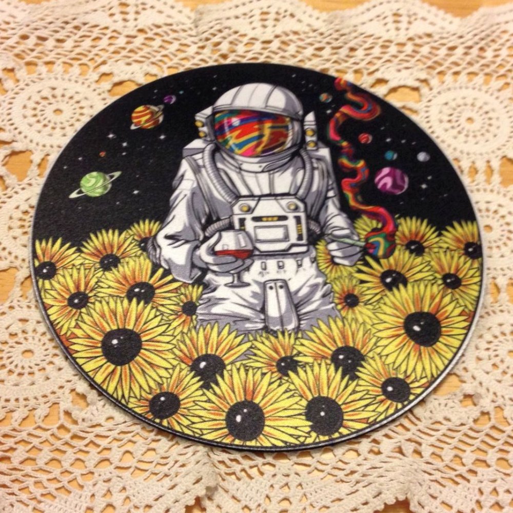 Computer Accessory, Spaceman and Sunflowers Mouse Pad